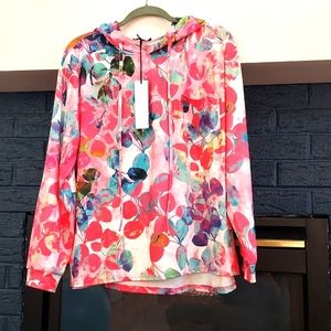 'Lilly' hooded jersey,NWT, 2x,blues,pinks,greenns